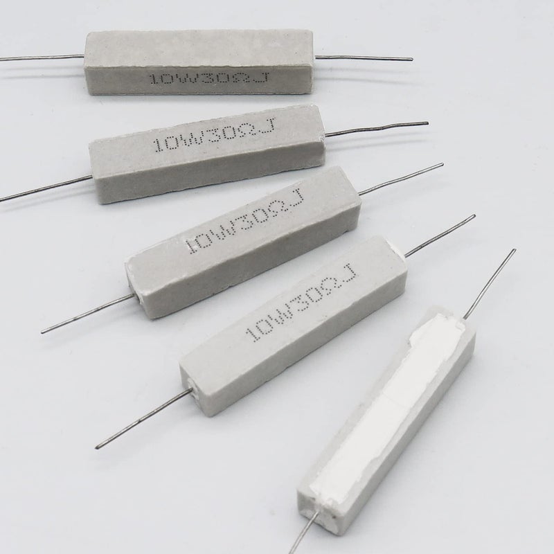 Dimlove Cement Resistor,10 PCS 10w 30 ohm 5% Axial Lead Wire Resistor White Wound Fixed Ceramic Cement Resistors Wirewound Cement Power Resistors Flame Heat Moisture Resistance Precharge Horizontal Resistors - Image 4